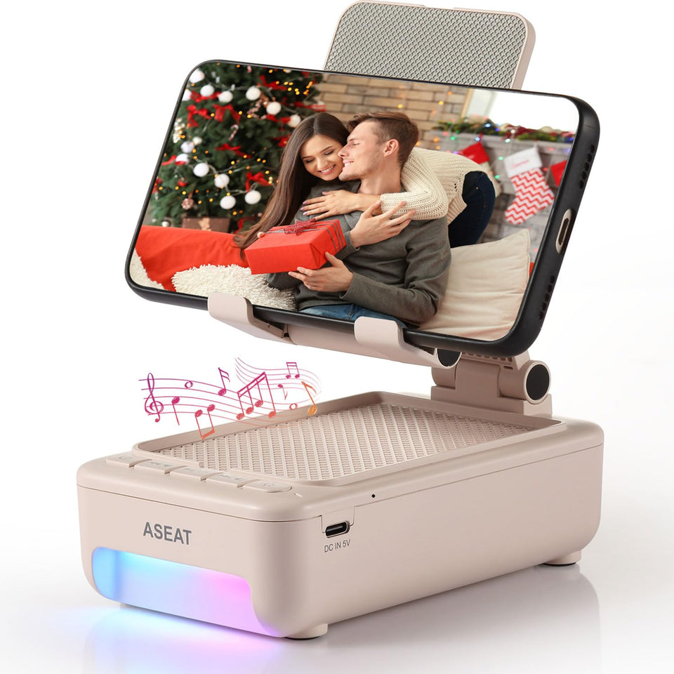 ASEAT front view showing stand and speaker for hands-free convenience
