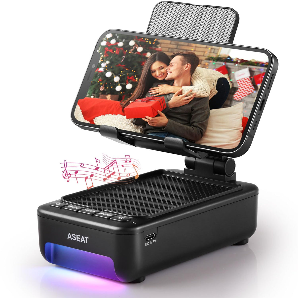 ASEAT front view phone stand showing stable grip and hands-free benefit