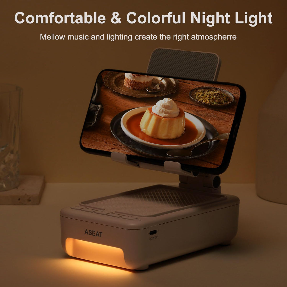 ASEAT LED gradient lighting display creating colorful ambient mood