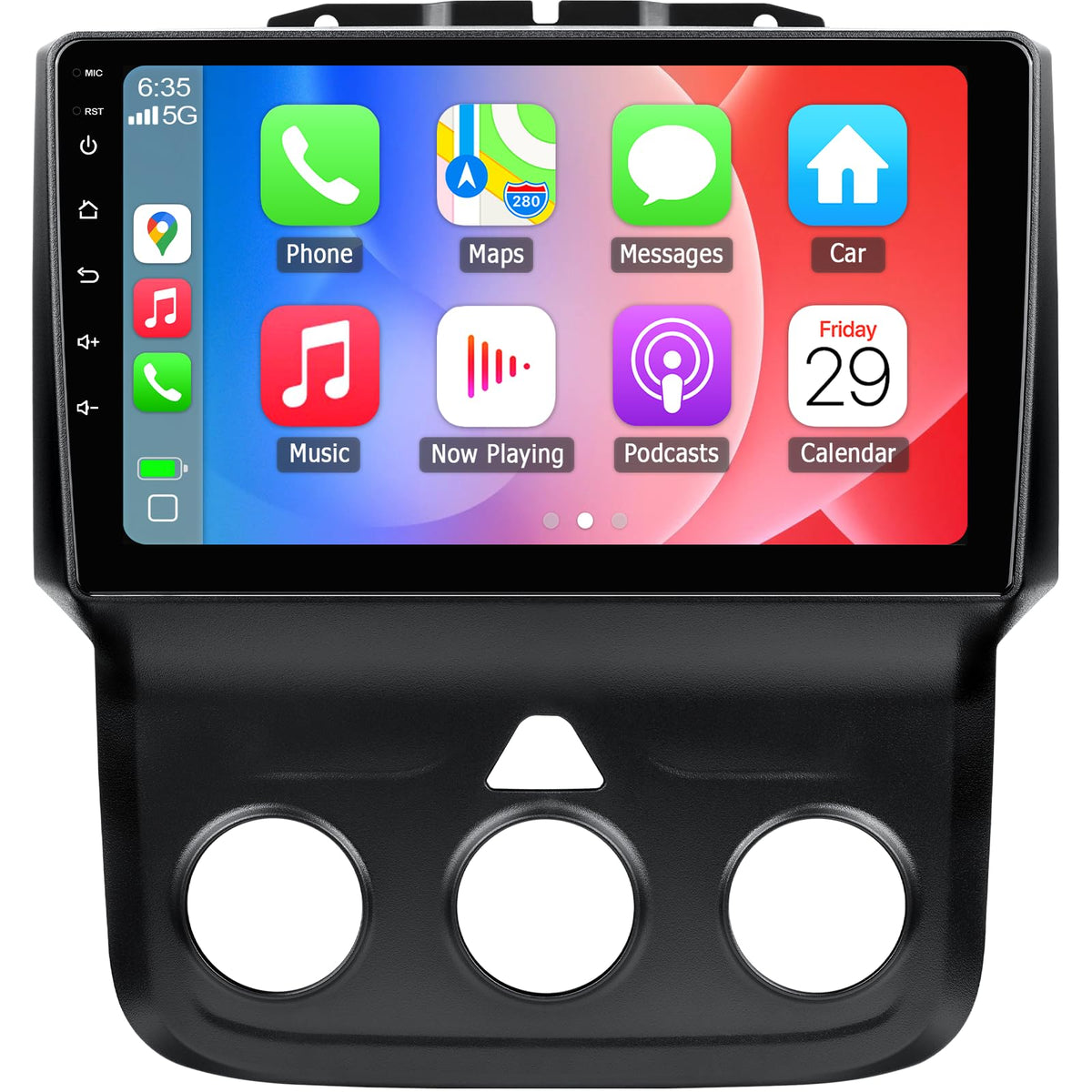 ASENAGO Dodge Ram 9-inch head unit front view enhances infotainment and navigation.