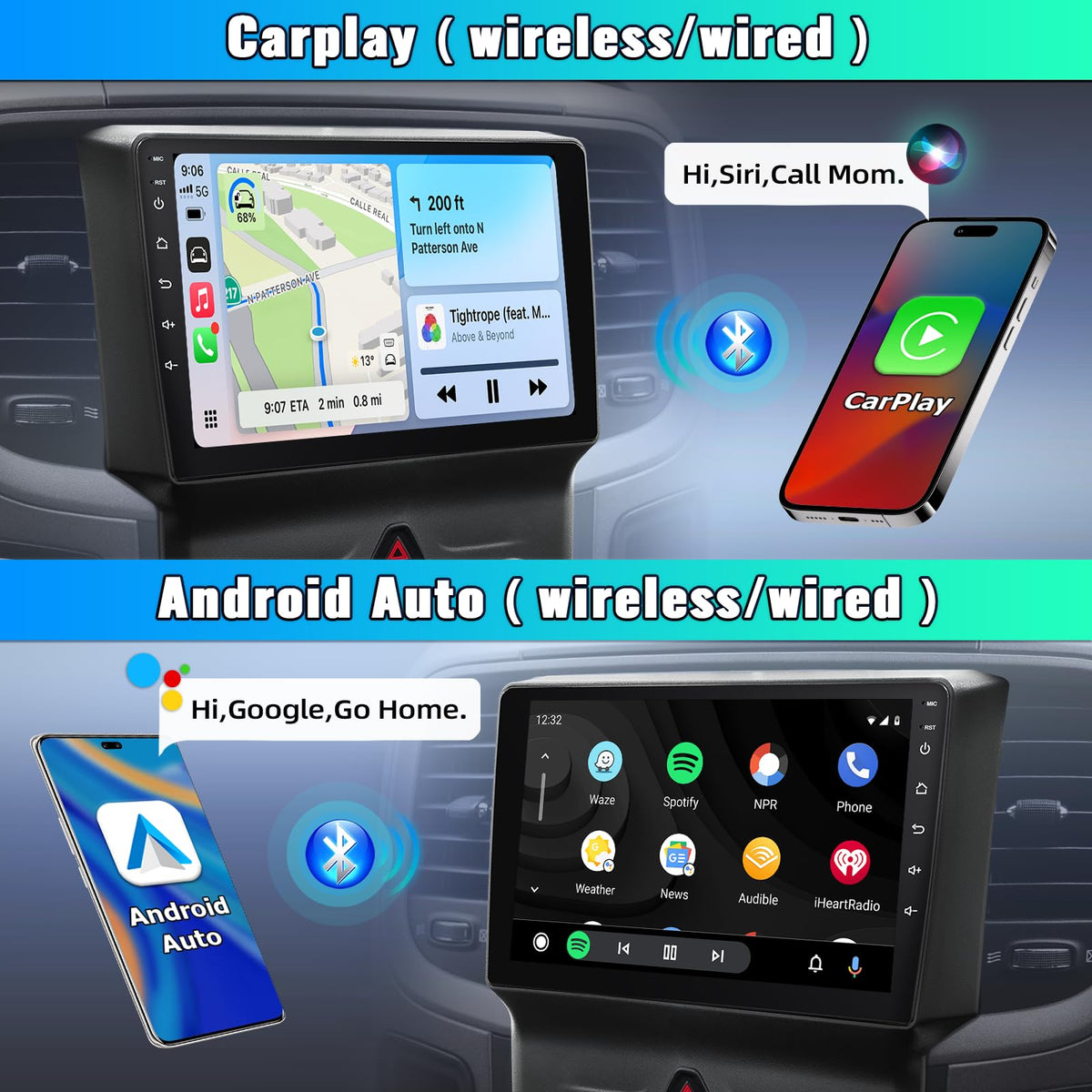 ASENAGO Dodge Ram wireless CarPlay and Android Auto enable seamless smartphone integration.