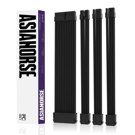 AsiaHorse 24-pin ATX extension in black-pink braid for tidy motherboard power.