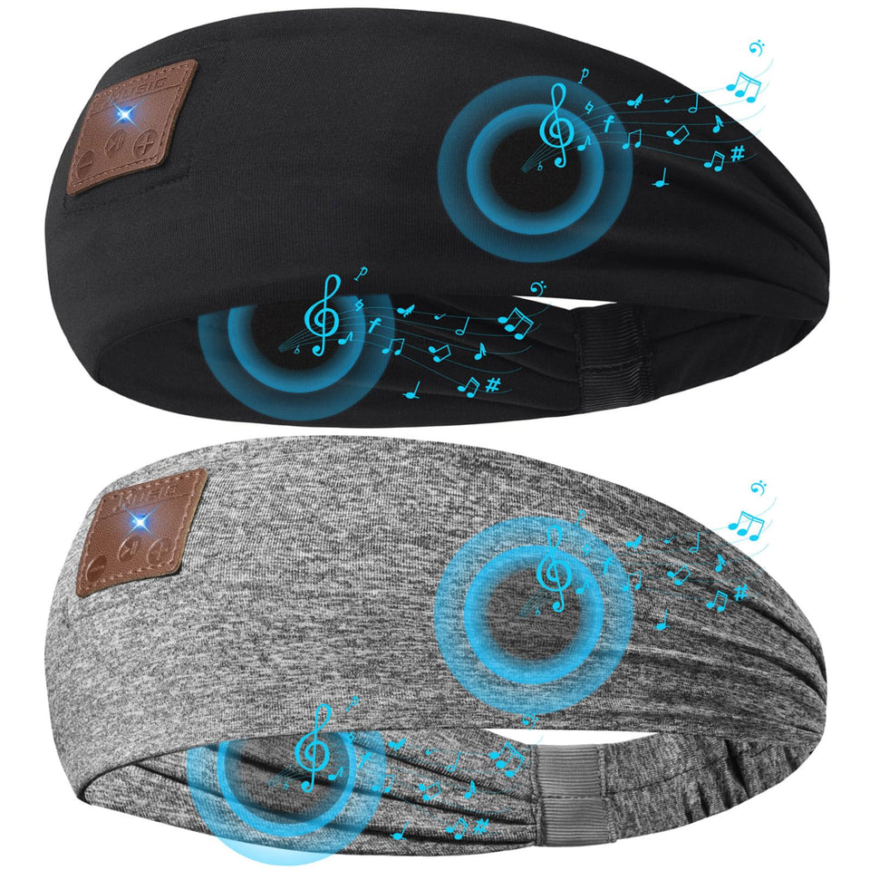 ASIILOVI front view of both black and grey headbands packaged, showing included accessories