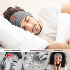 ASIILOVI headband worn by side sleeper showing pillow-friendly fit