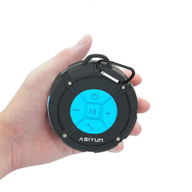 ASIYUN Shower Speaker with sturdy metal hook for versatile bathroom hanging.