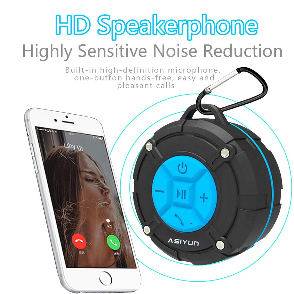 ASIYUN USB charging keeps music ready in bathroom or on the go.