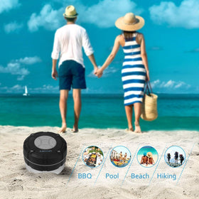 ASIYUN shower speaker grey paired with smartphone for wireless listening