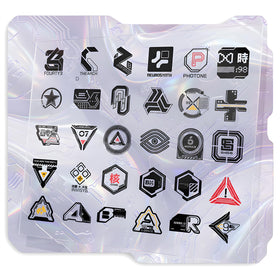 ASKINAMI Chrono-Chrome cyberpunk sticker pack with black designs for laptops and gear