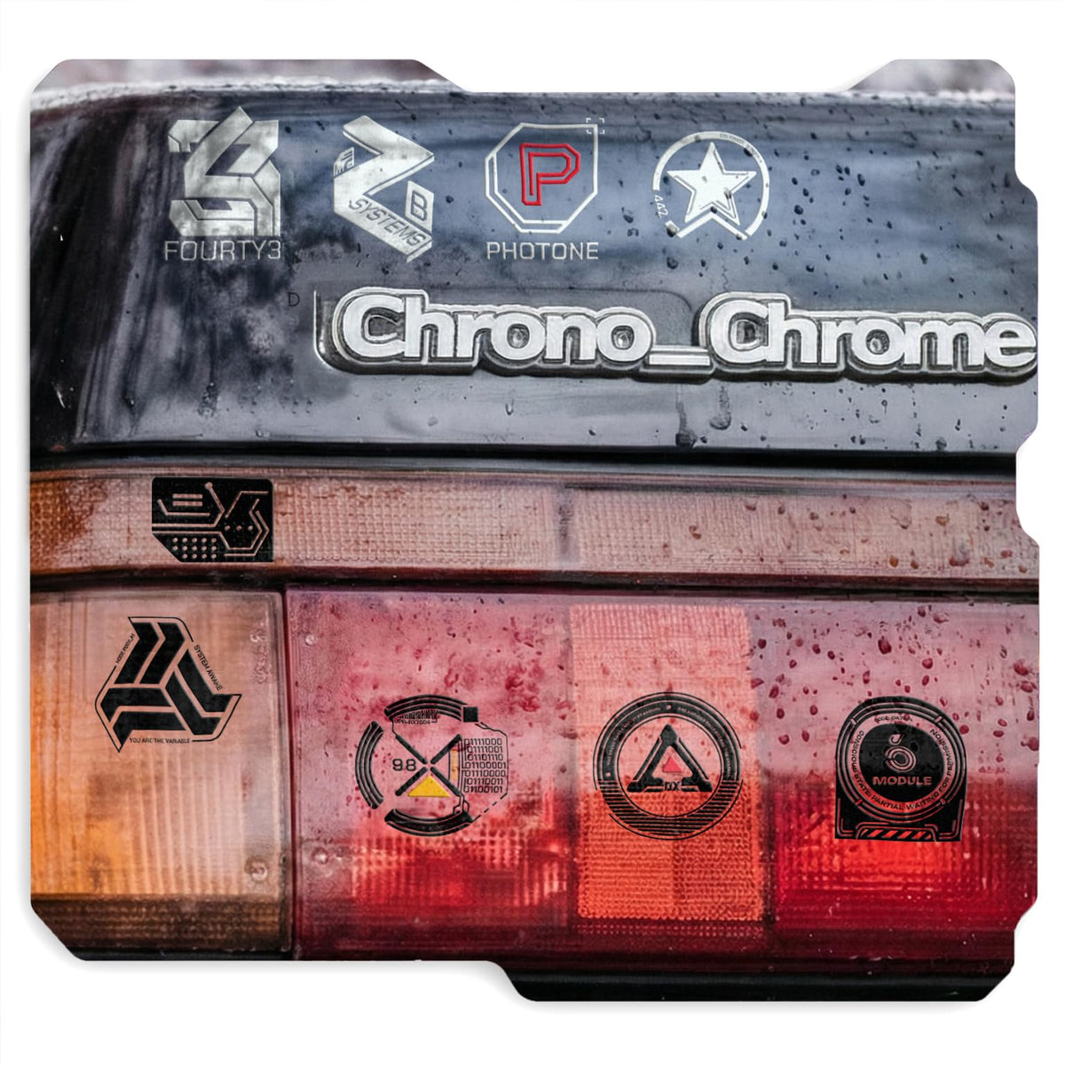 ASKINAMI Chrono-Chrome phone stickers provide minimalist tech flair