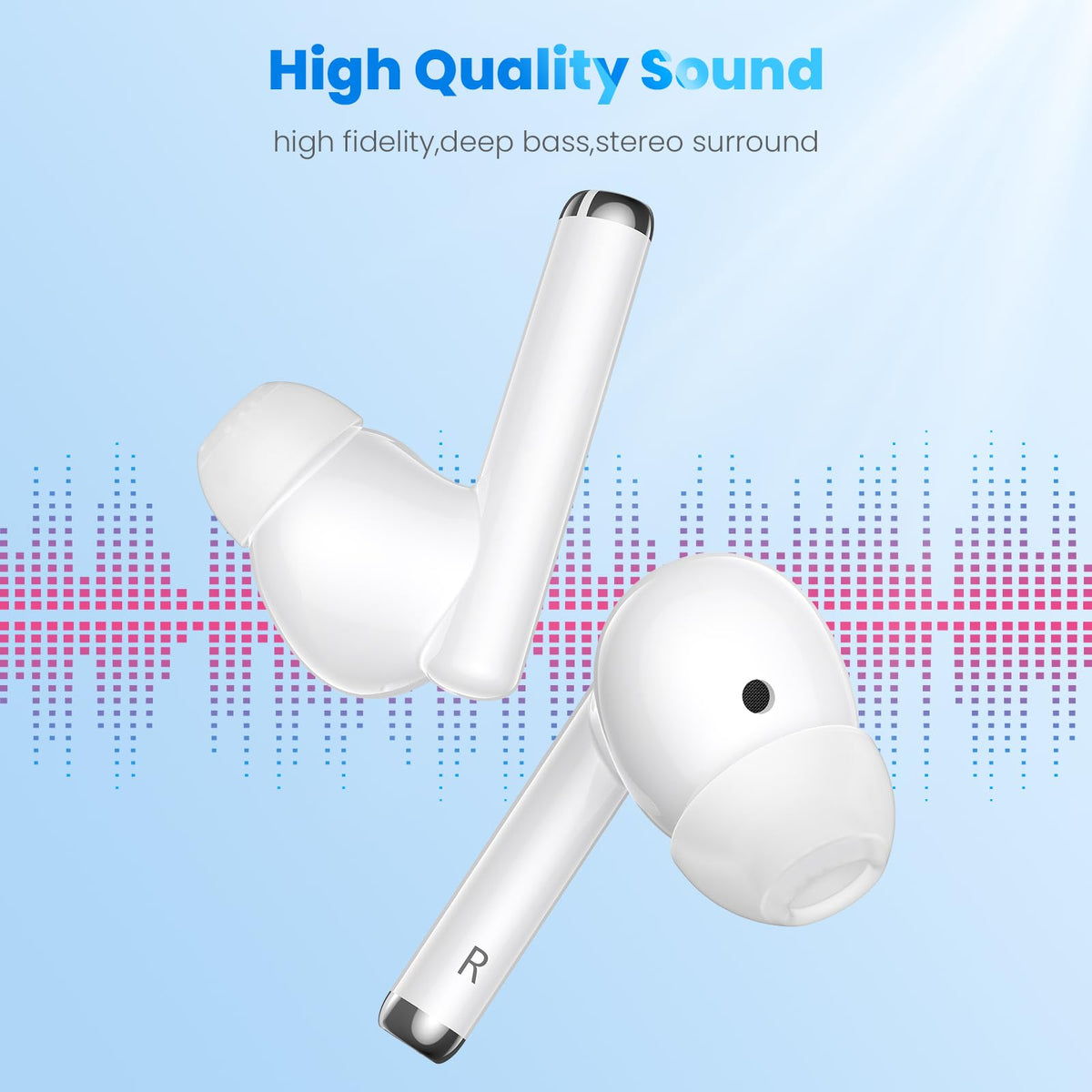 ASKUBSKU Earbuds Bluetooth 5.3 delivers stable, low-latency wireless connection.