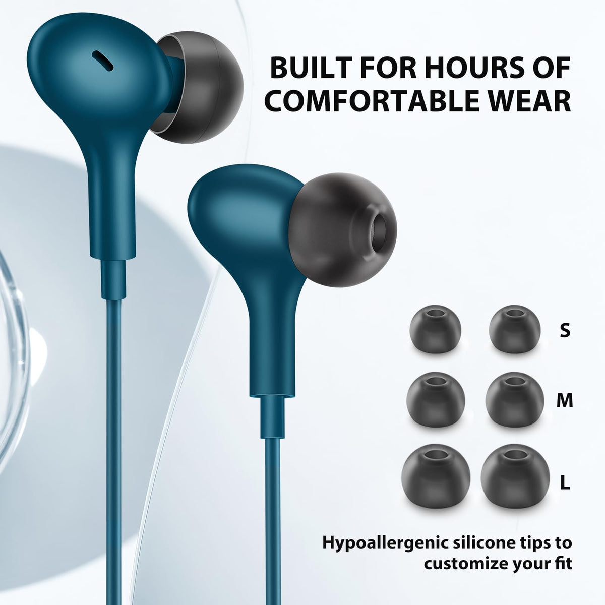 ASKUBSKU inline control with microphone close detail showing buttons for calls and volume, hands-free convenience