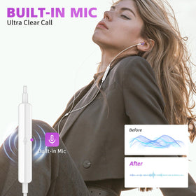 ASKUBSKU inline microphone and remote buttons for clear calls and quick control