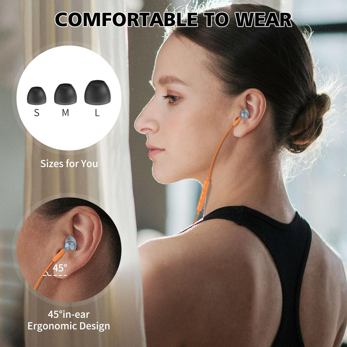 ASKUBSKU magnetic earbuds joined and worn around neck to prevent tangles