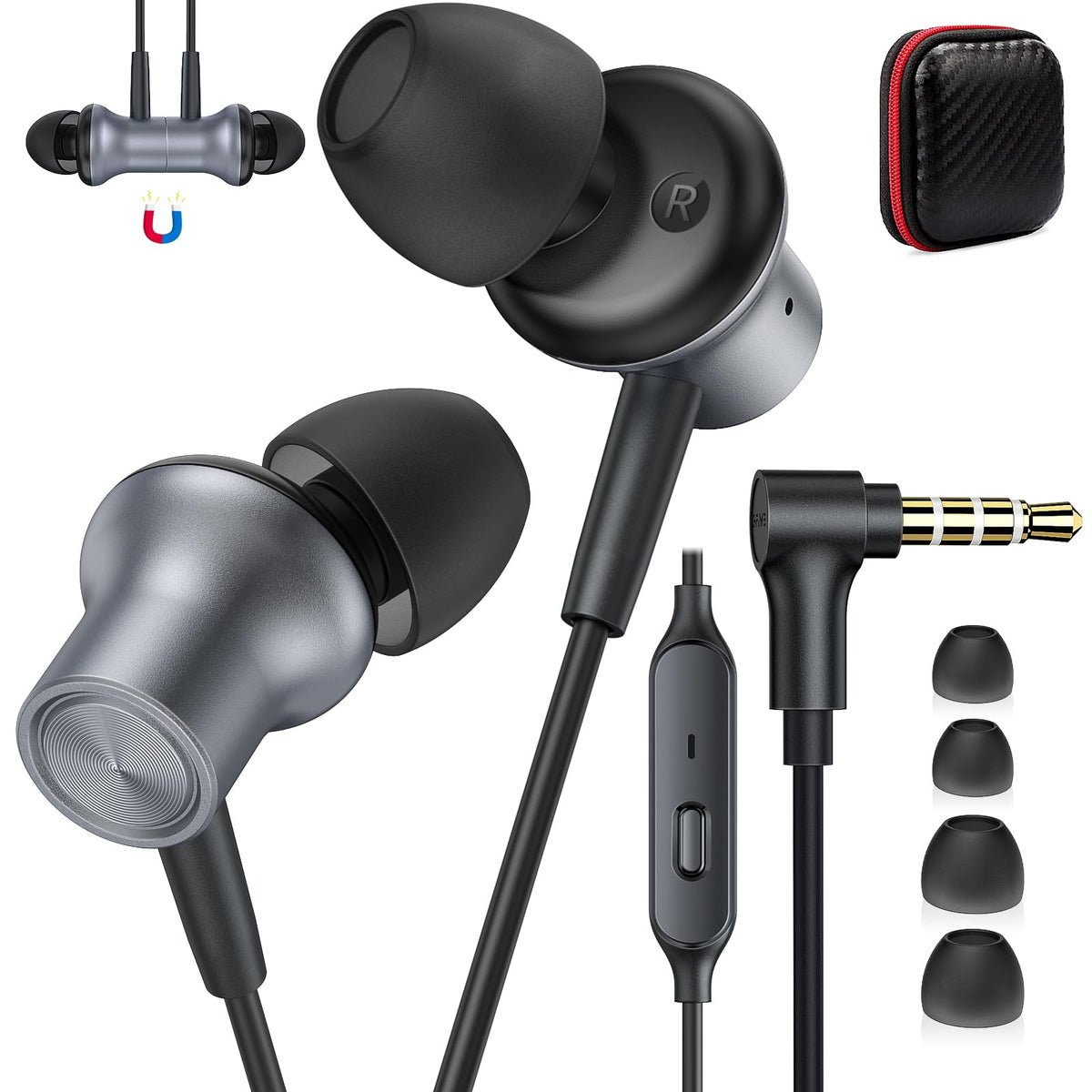 ASKUBSKU noise isolating earbuds with 3.5mm plug for clear audio on laptops