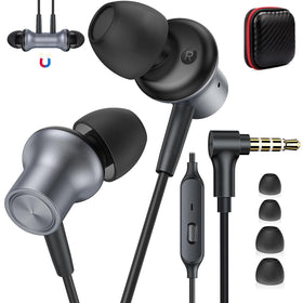 ASKUBSKU noise isolating earbuds with 3.5mm plug for clear audio on laptops