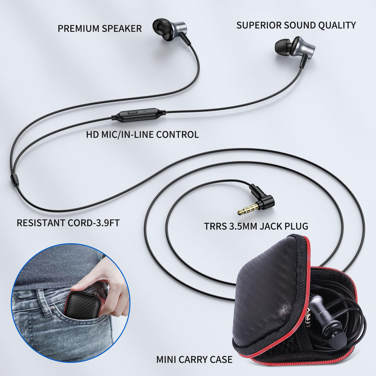 Soft silicone tips in multiple sizes for personalized fit