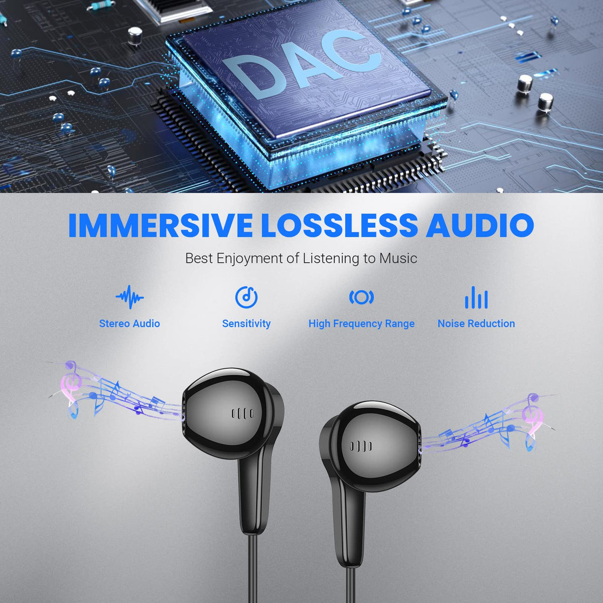ASKUBSKU USB-C earphones with magnetic neckband for tangle-free wear