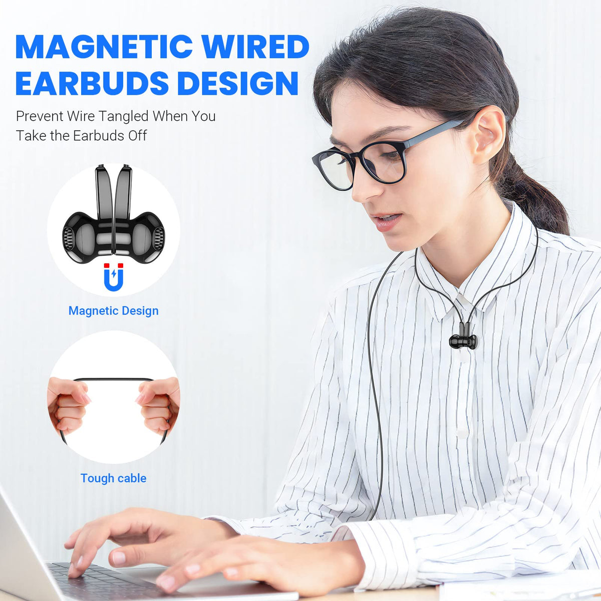 ASKUBSKU USB-C earphones 45-degree semi in-ear comfort fit