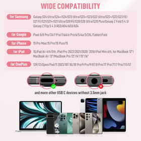 ASKUBSKU USB-C headphones universal compatibility covers phones, tablets, and laptops across major brands