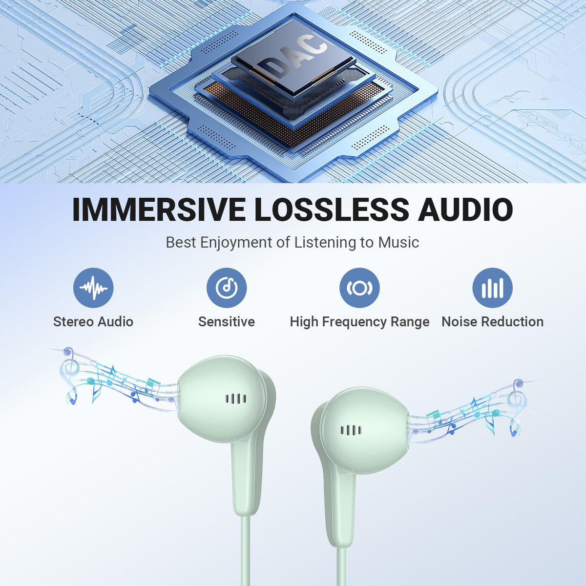 ASKUBSKU USB-C headphones inline control for easy music and hands-free calls.