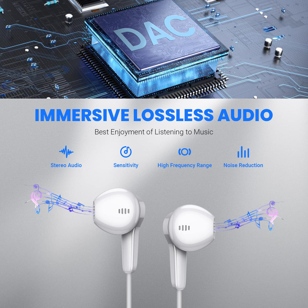 ASKUBSKU headphones with magnetic neck-carry for tangle-free wear