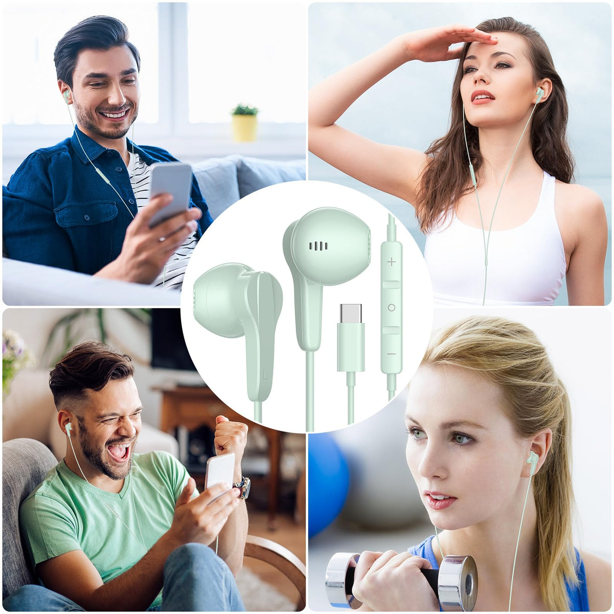 ASKUBSKU USB-C headphones oxygen-free copper wire reduces wear during activity.