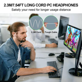 ASKUBSKU USB ear buds 7.5 ft cable provides flexible setup