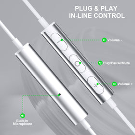 ASKUBSKU USB ear buds inline controls for quick mute and playback