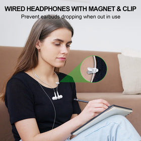 ASKUBSKU USB ear buds tangle-free cord keeps workspace tidy