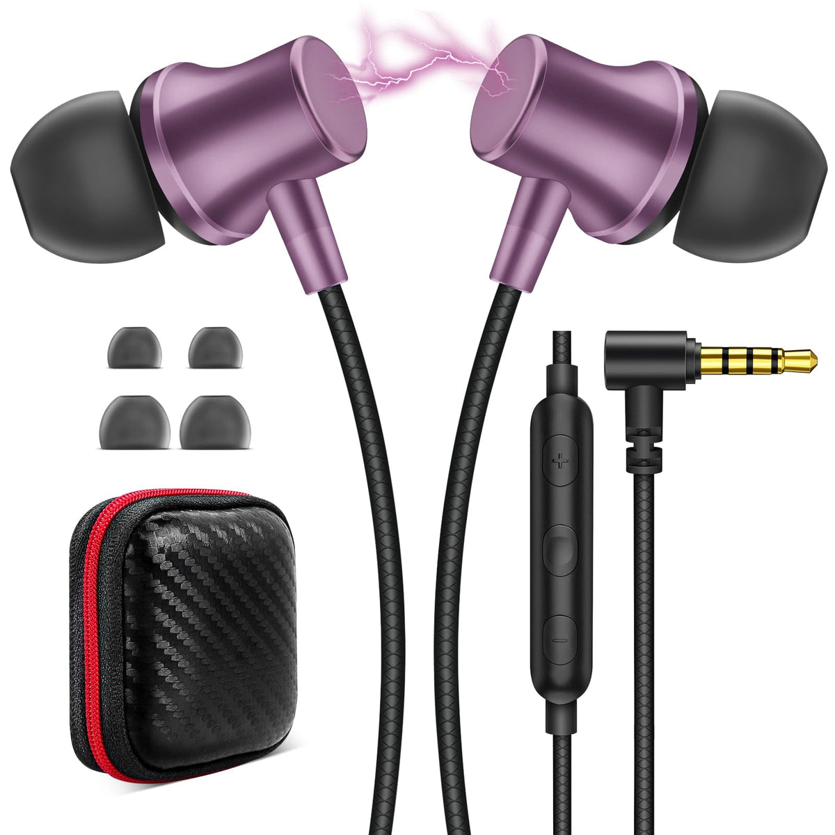 ASKUBSKU wired earbuds with a 3-5mm jack for broad device compatibility.