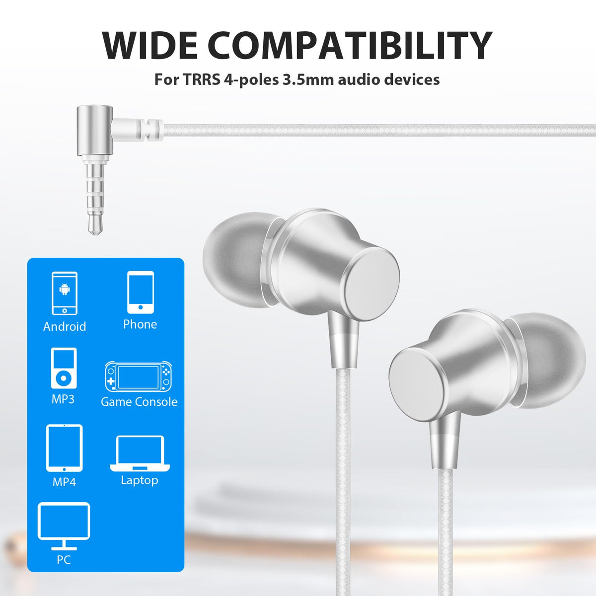 ASKUBSKU inline control with built-in mic enables hands-free calls and media control