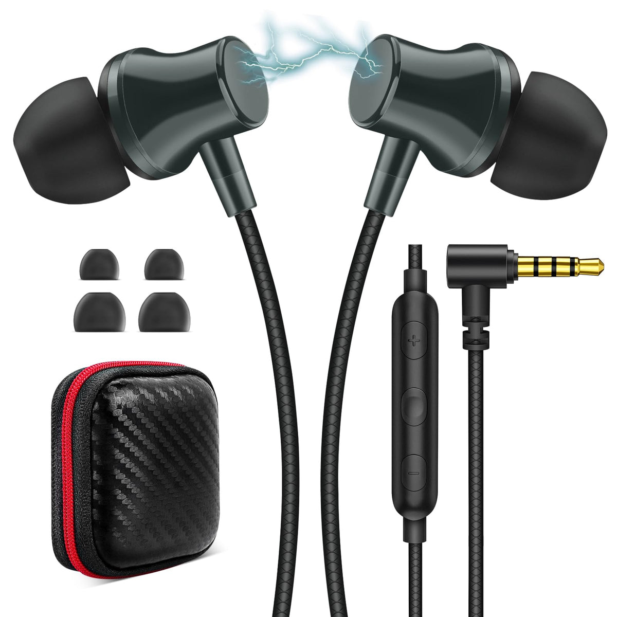 ASKUBSKU wired headphones with a 3-5mm jack, versatile for laptop, phone, and tablet