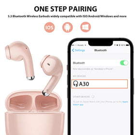 ASKUBSKU wireless earbuds pink design: vibrant color plus comfortable wear daily.