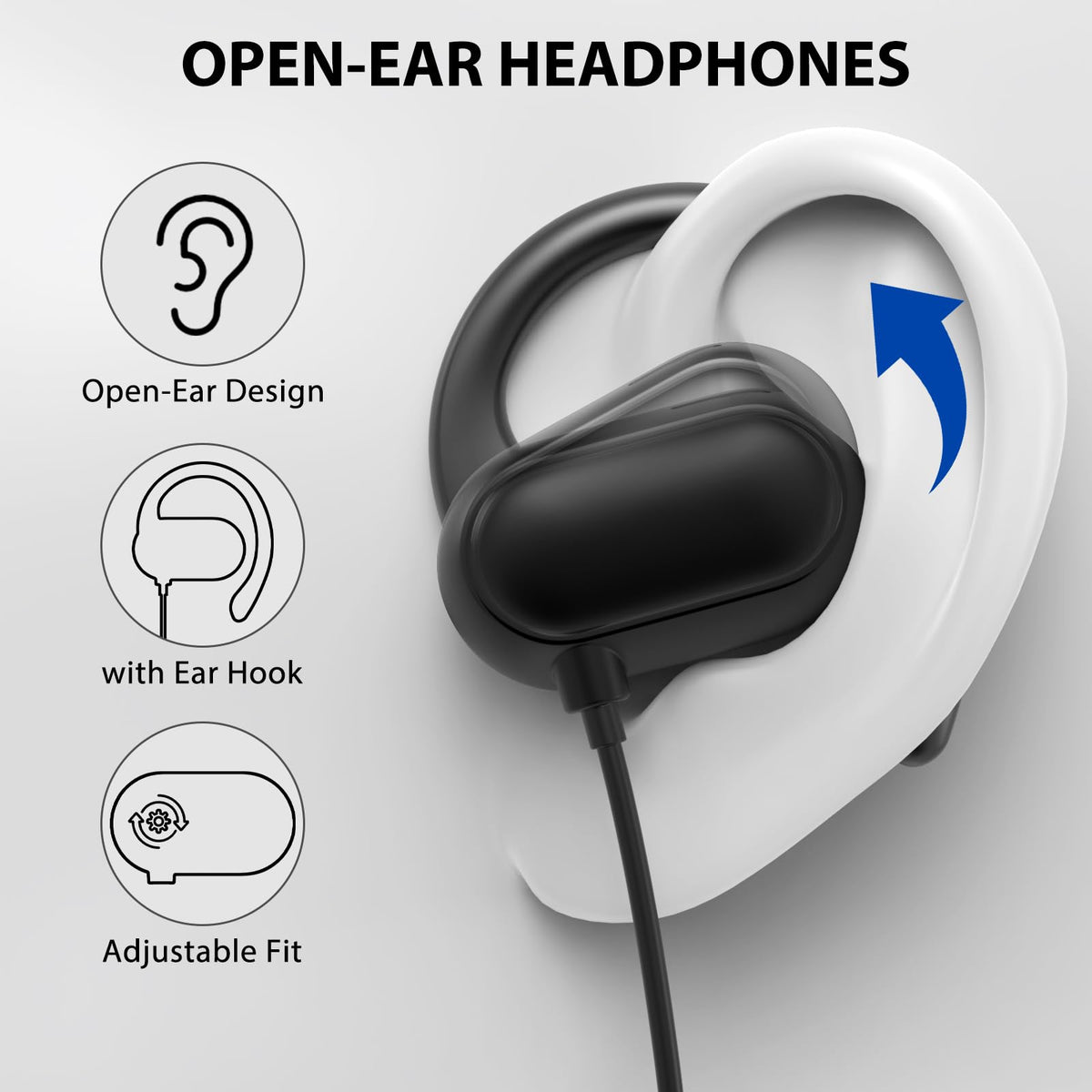 ASKUBSKU workout headphones with ear hooks provide secure-fit during runs