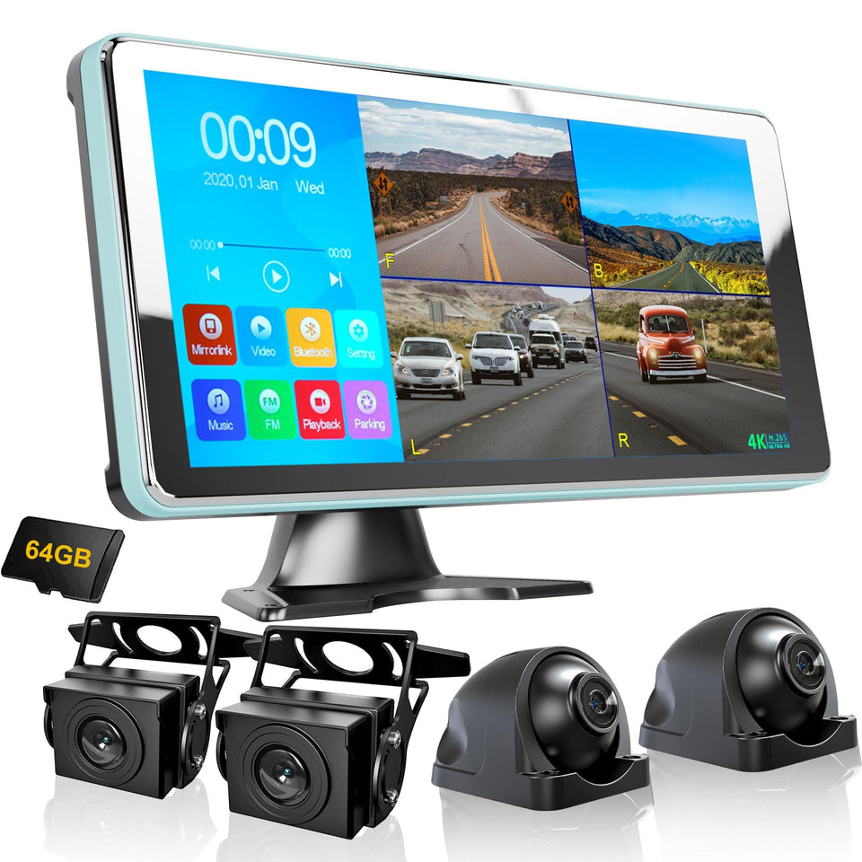ASLONG 4CH dash cam monitor in quad split view for clear driving footage