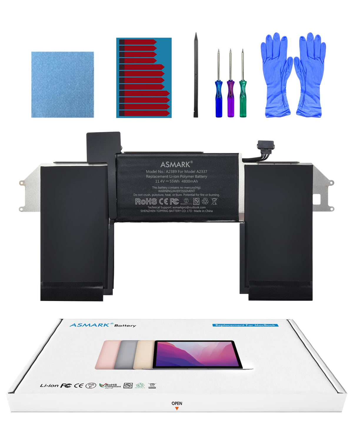 ASMARK A2389 battery for MacBook Air 13-inch A2337 provides reliable power.