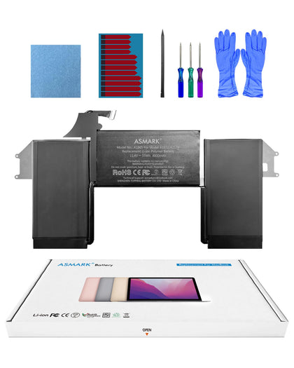 ASMARK A1965 closeup cell pack highlighting high-capacity energy for longer MacBook Air use