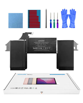 ASMARK A1965 battery package view shows complete replacement kit for MacBook Air