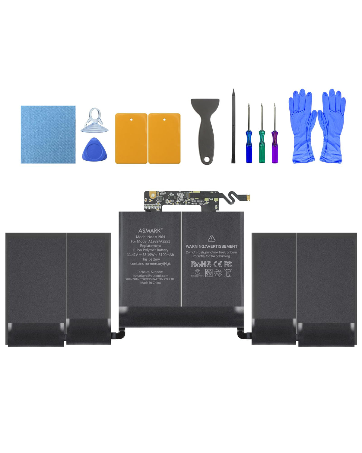 ASMARK MacBook Pro 13-inch battery compatibility check for A1989 and A2251