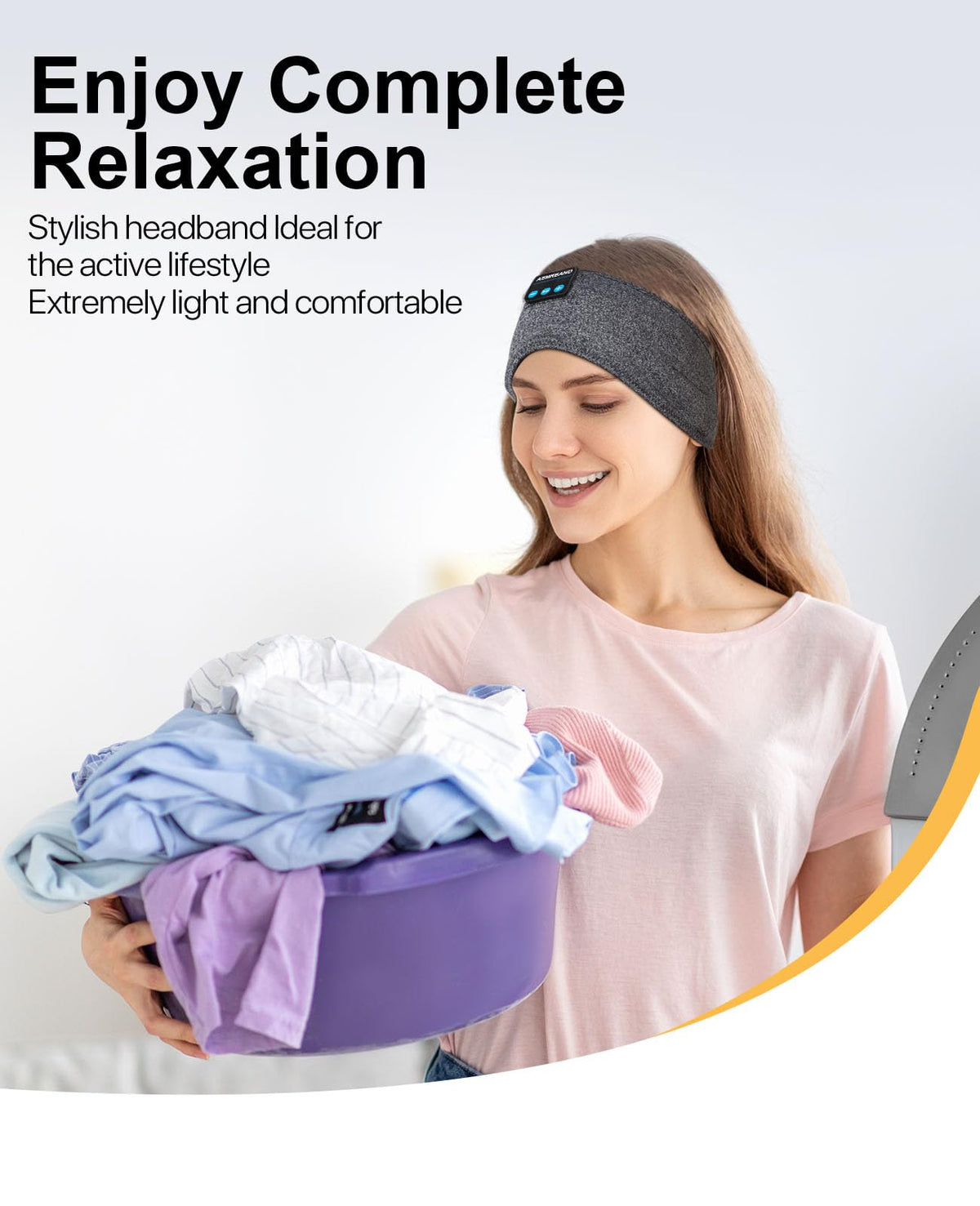 ASMRBAND forehead control module showing easy access and convenient operation