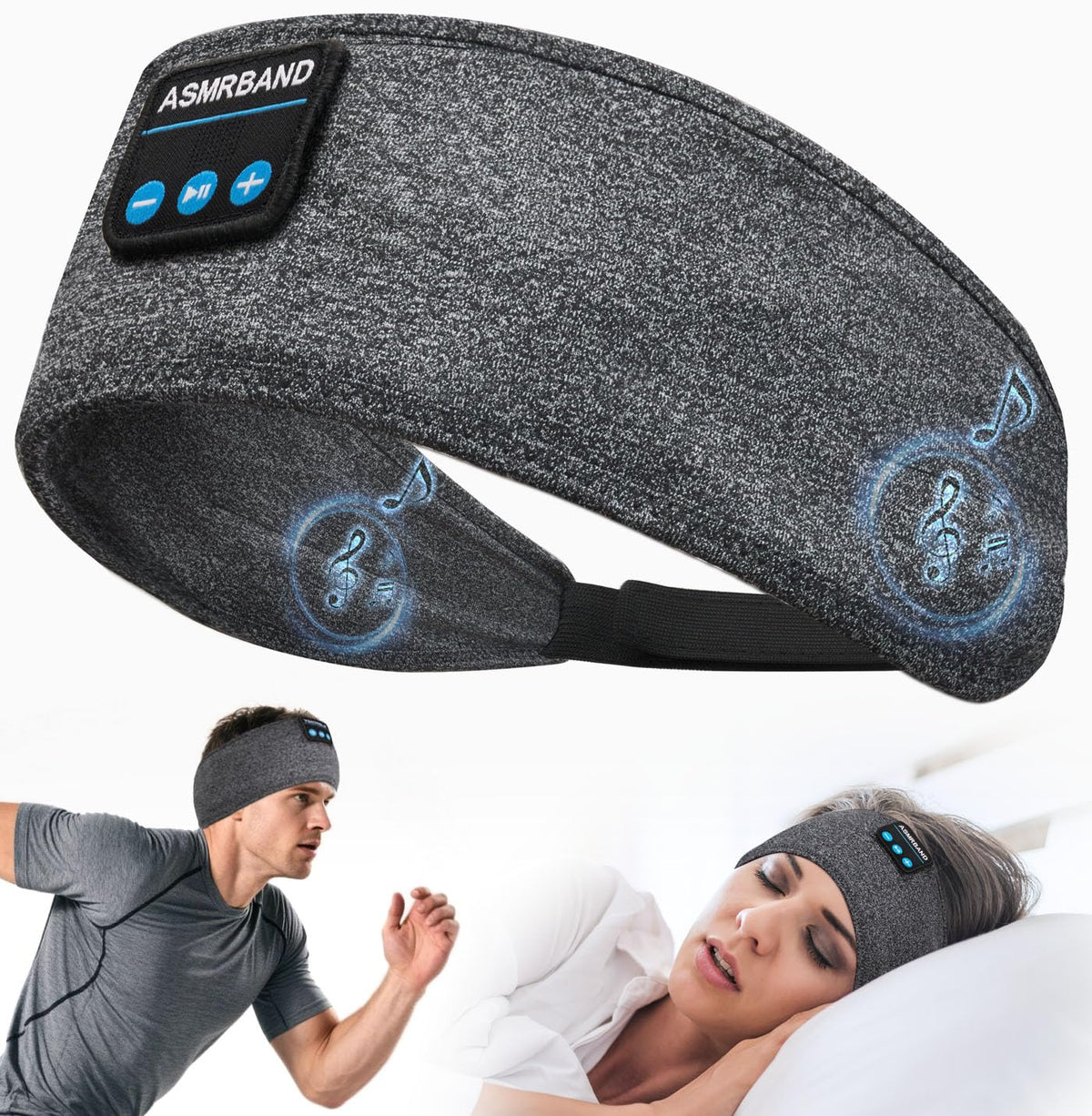 ASMRBAND front view of Bluetooth sleep headband showing full design and comfort