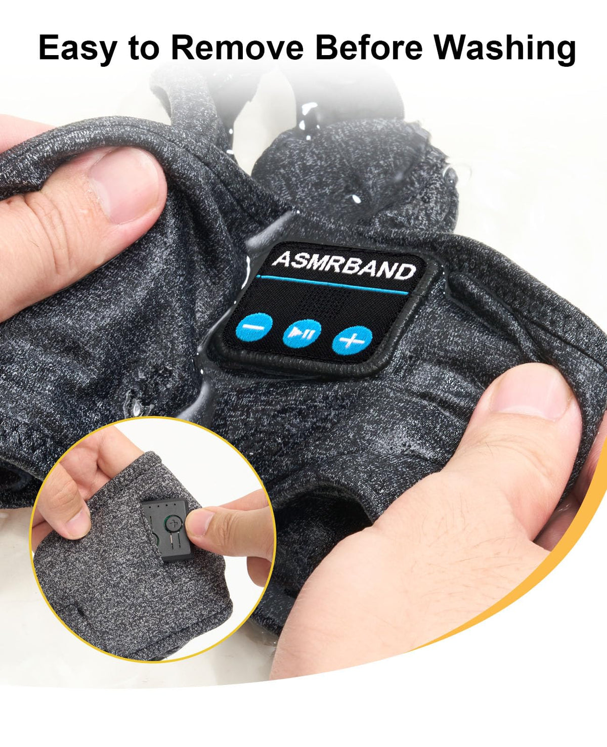 ASMRBAND packed in a travel bag highlighting portability and long battery life