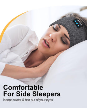 ASMRBAND positioned for a side sleeper demonstrating no ear pressure while lying