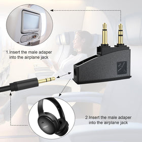 Asobilor adapter connected to headphones in use showing comfortable travel listening