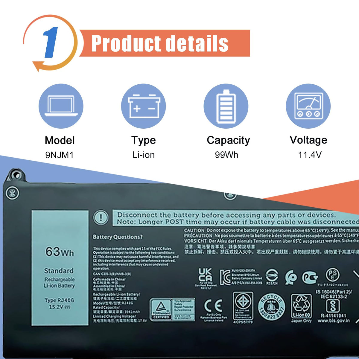ASODI battery label closeup showing model and specs for accurate compatibility