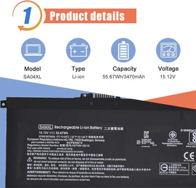 ASODI SA04XL battery for HP Envy X360 15-m-ds000 boosts runtime.