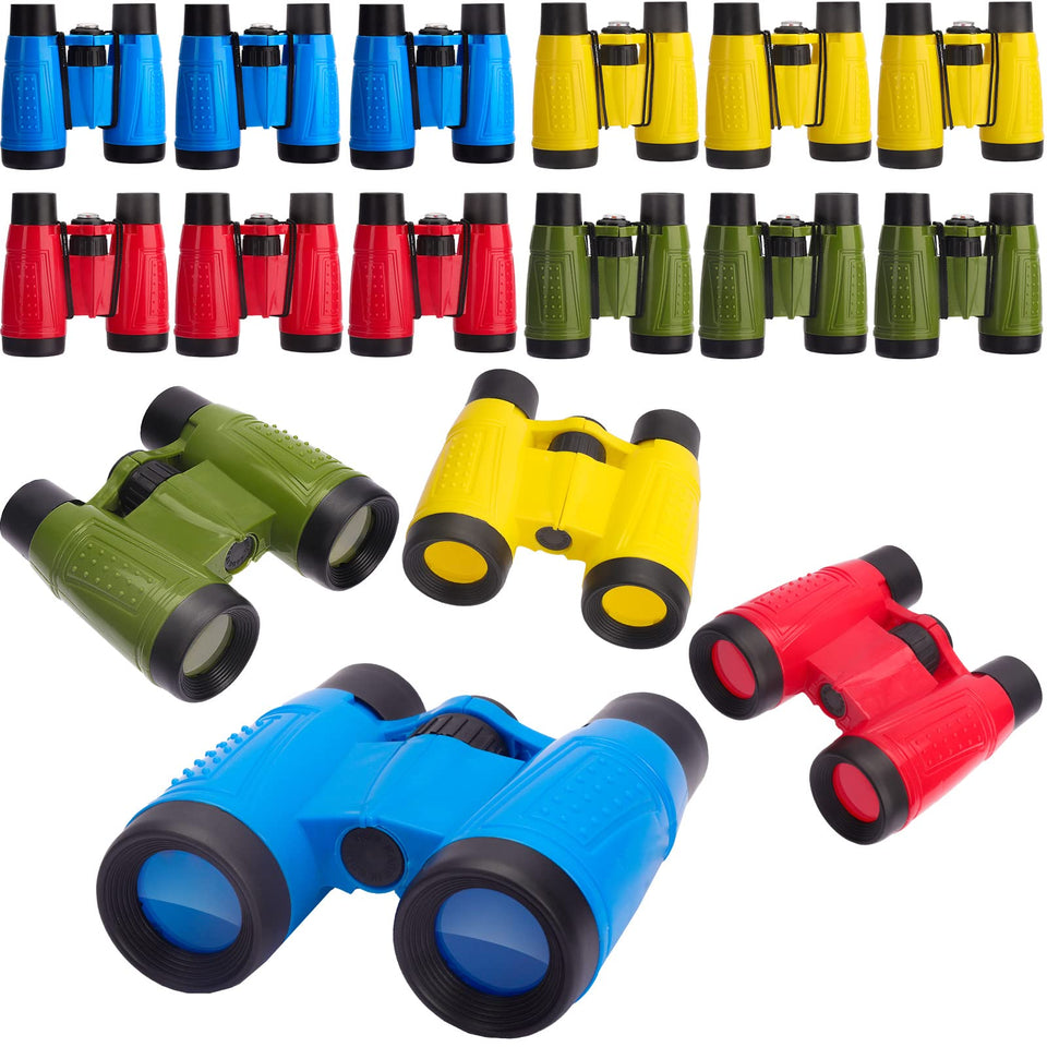 ASONA kids binoculars in red with neck strap for outdoor exploration.