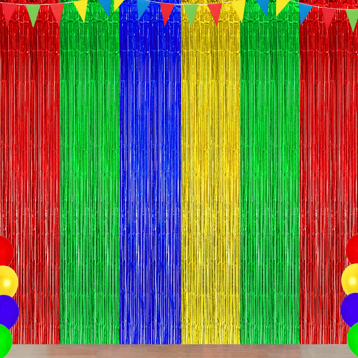Asonlye blue red green yellow party backdrop curtain for vibrant photos
