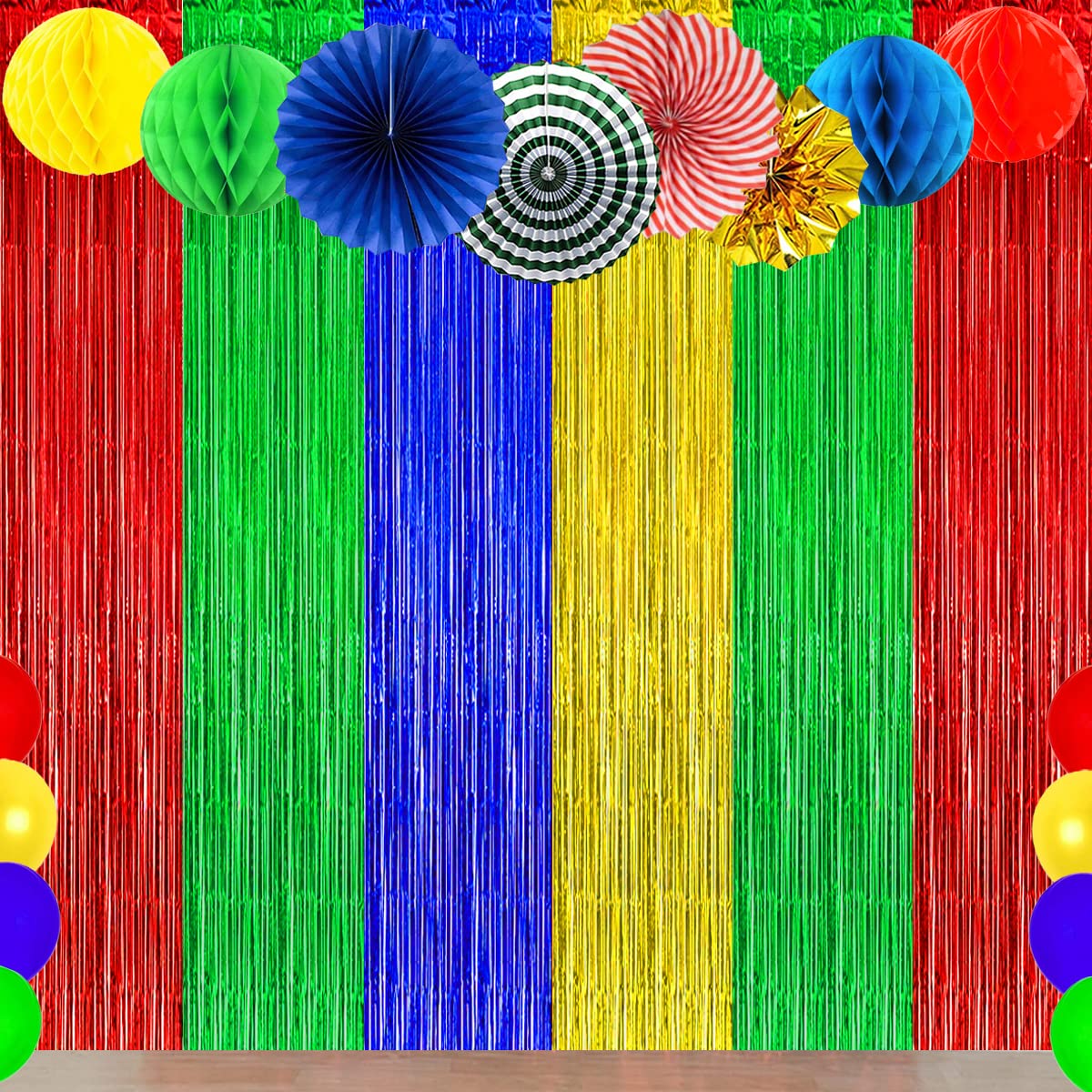 Asonlye 3-pack foil curtains for easy hanging at birthdays and baby showers