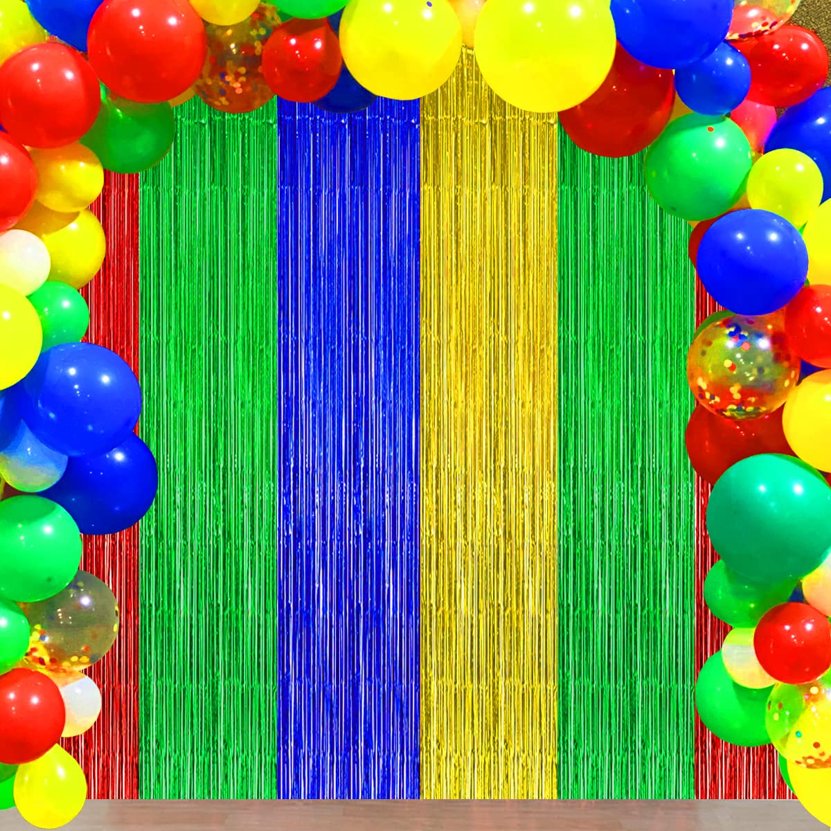 Asonlye multi-color fringe curtains create dramatic party entrances